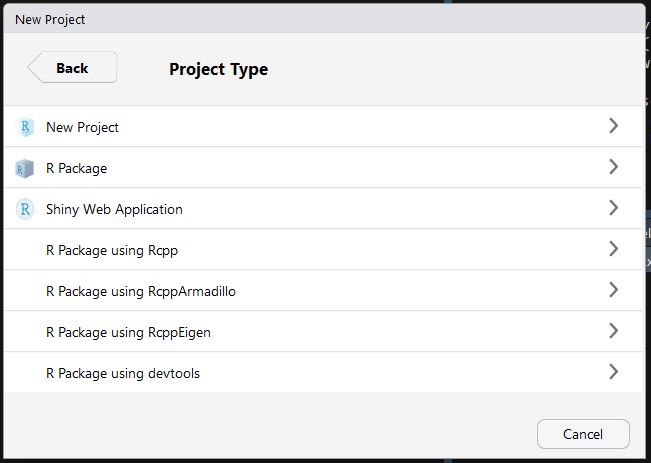Screenshot of R package creation